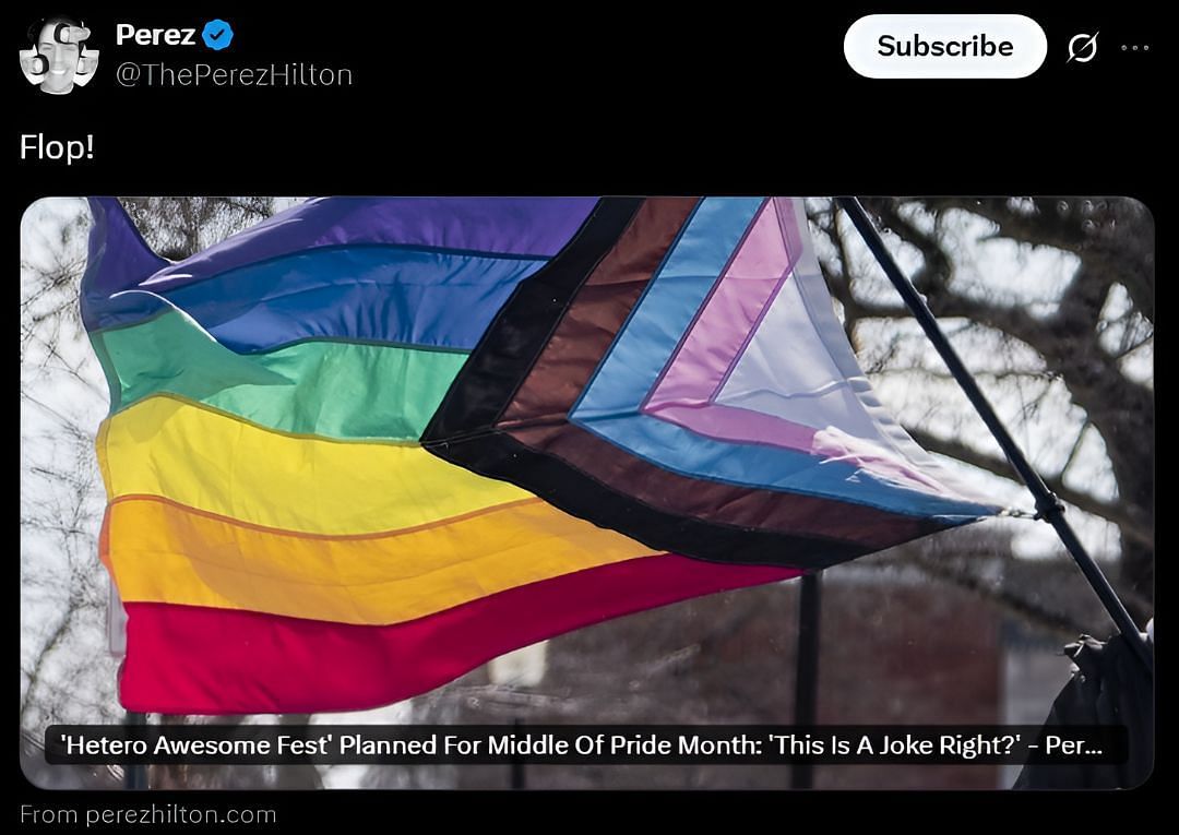 Perez's tweet about the event (Image via X/@ThePerezHilton)